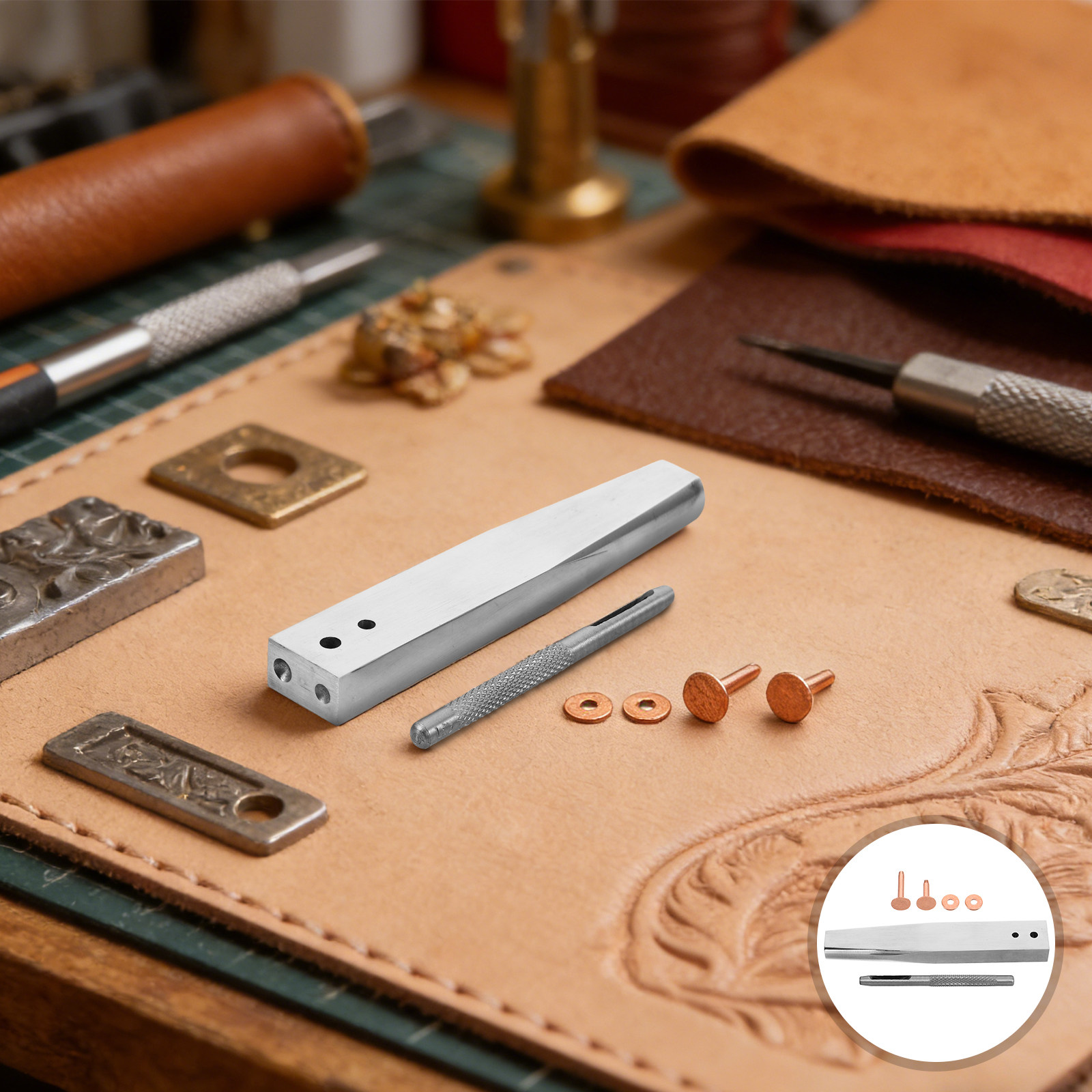 Leatherwork Rivets - 1Set Copper Rivet Tool Kit Leatherworking