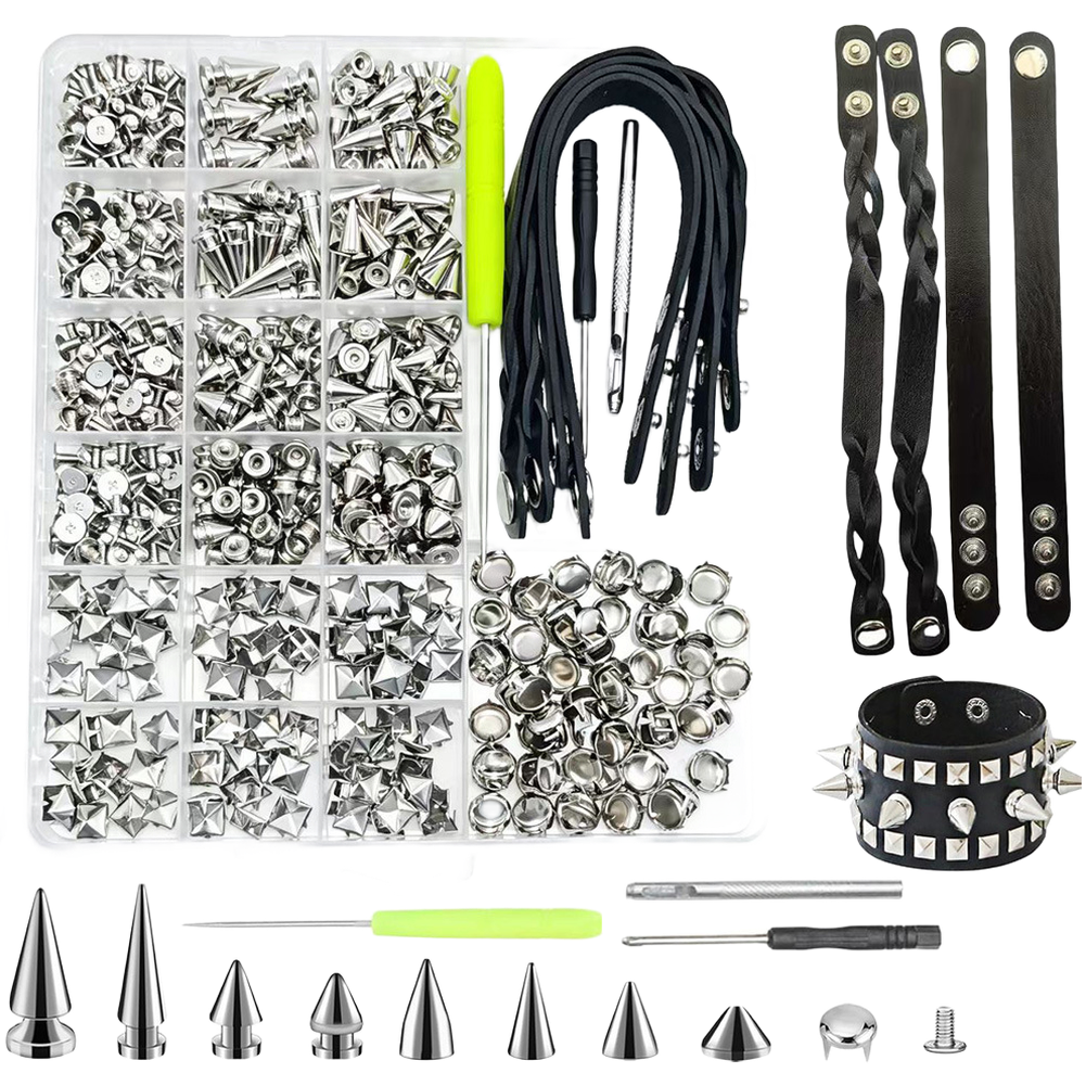 Leatherwork Rivets - 559-Piece Punk Rivet Collection for Leatherwork