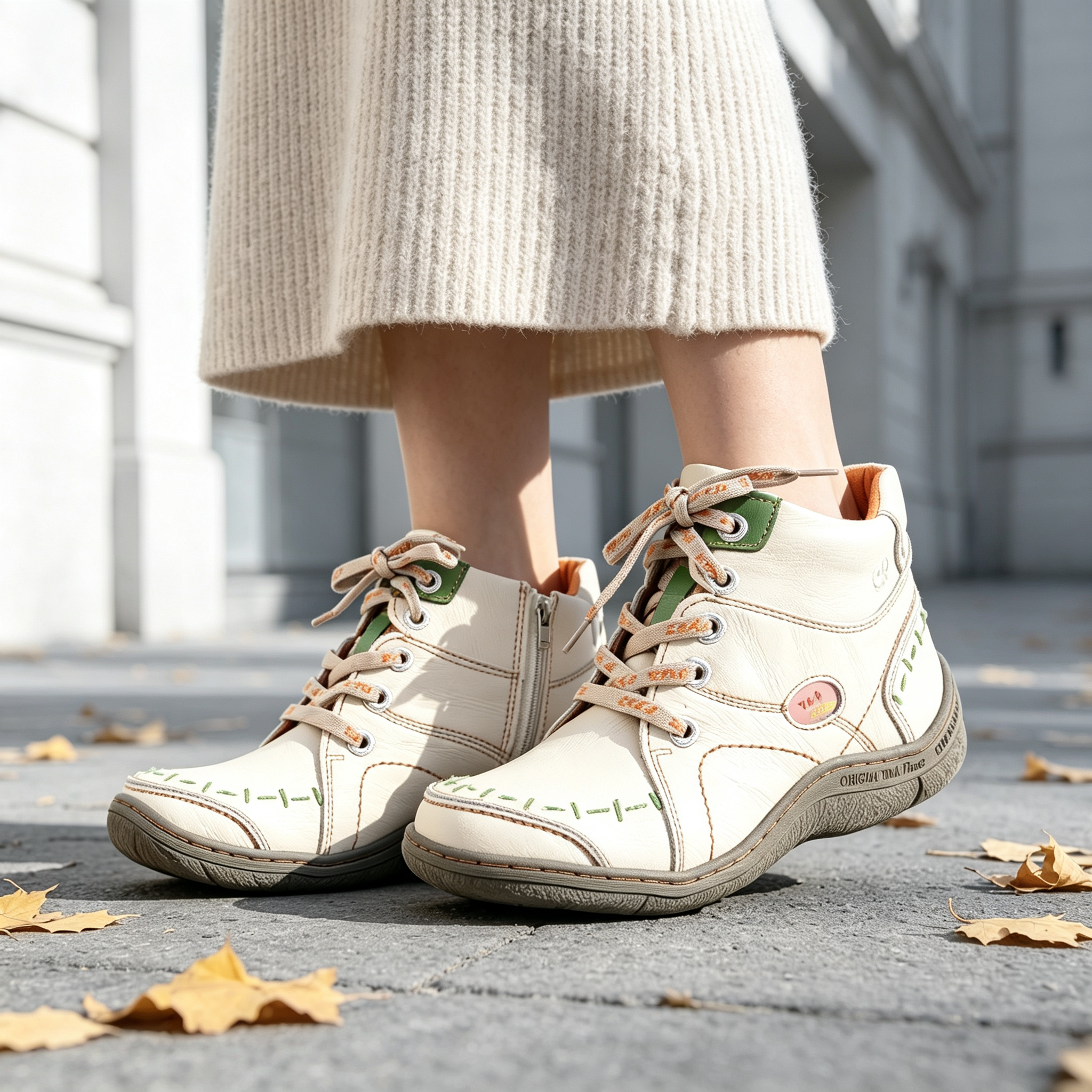 Leather Work Women Shoes - TMA EYES Women's Vintage Casual Low