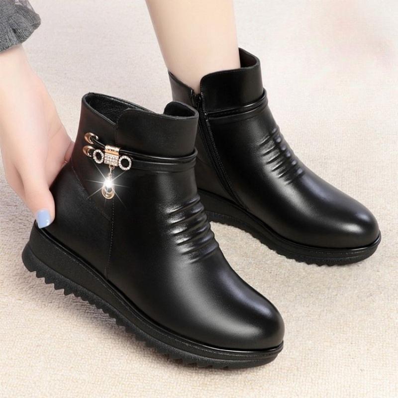 2025 Winter Chunky Heel Women' - Leather Work Women Shoes reseña y precio
