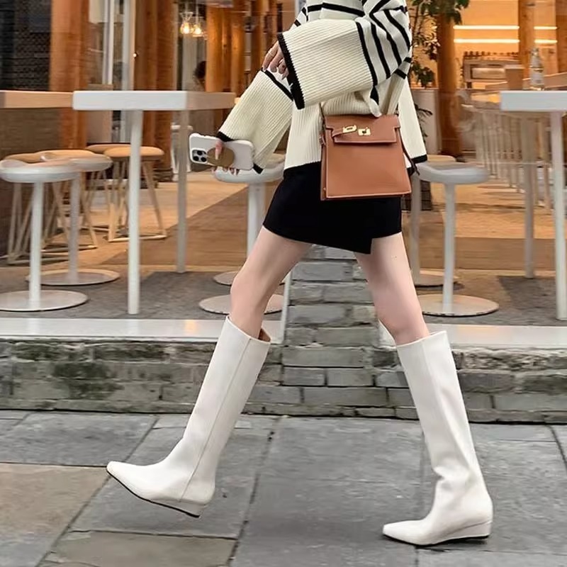 Fashion Knee-High Women's Boot - Leather Work Women Shoes reseña y precio