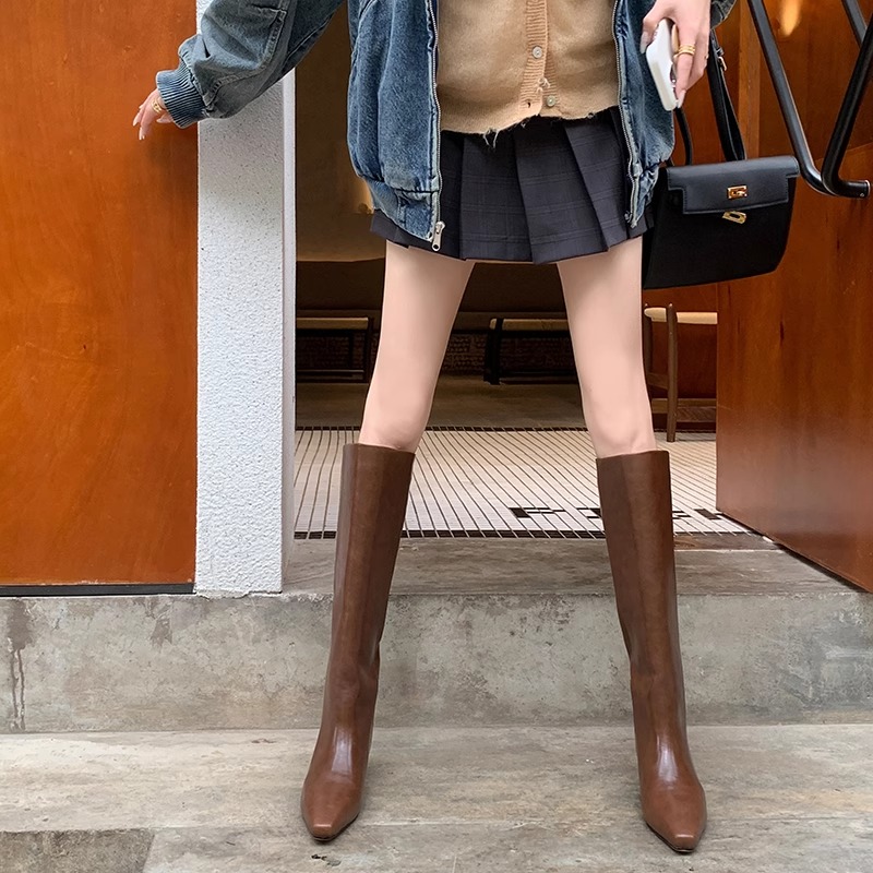 Fashion Knee-High Women's Boot - Leather Work Women Shoes reseña y precio
