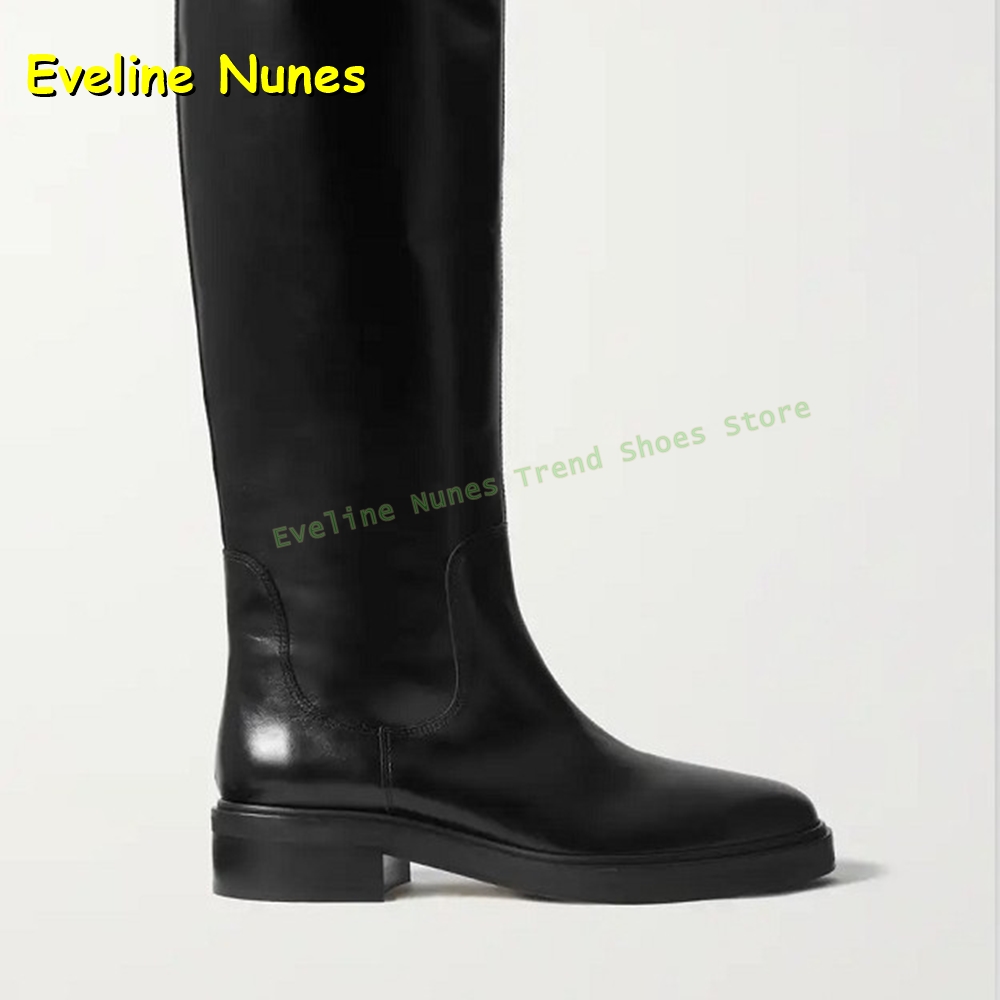 Black Leather Knee High Riding - Leather Work Women Shoes reseña y precio