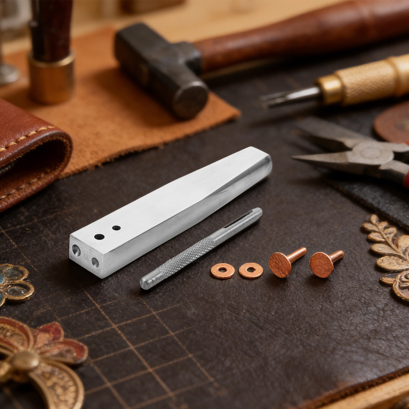1Set Copper Rivet Setter Tool  - Leatherwork Rivets reseña y precio