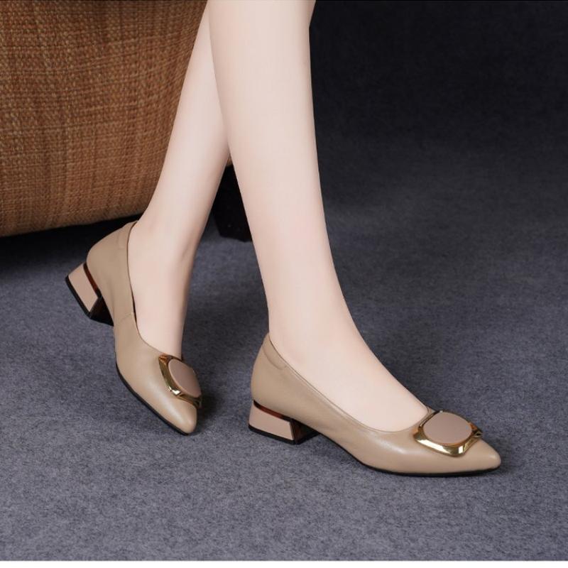 Spring Women's Pointed-Toe Chu - Leather Work Women Shoes reseña y precio