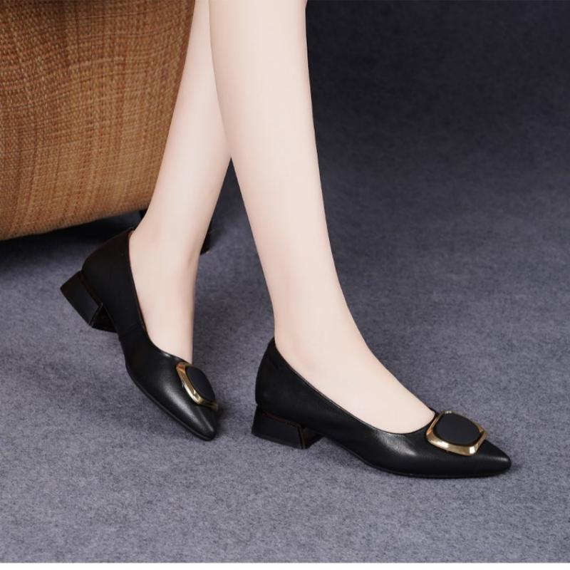 Spring Women's Pointed-Toe Chu - Leather Work Women Shoes reseña y precio