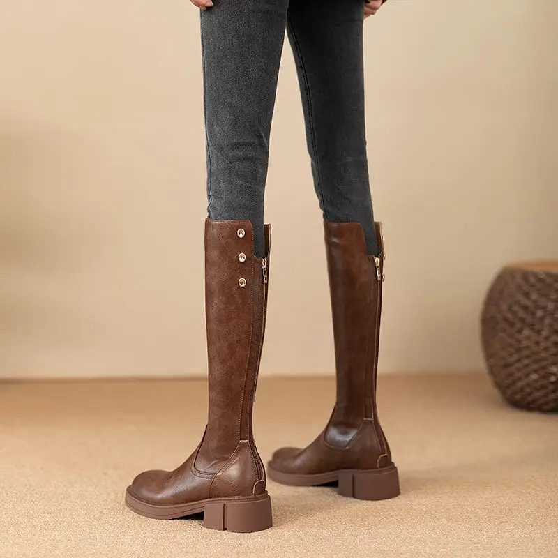 Autumn Winter Middle Heel Ladi - Leather Work Women Shoes reseña y precio