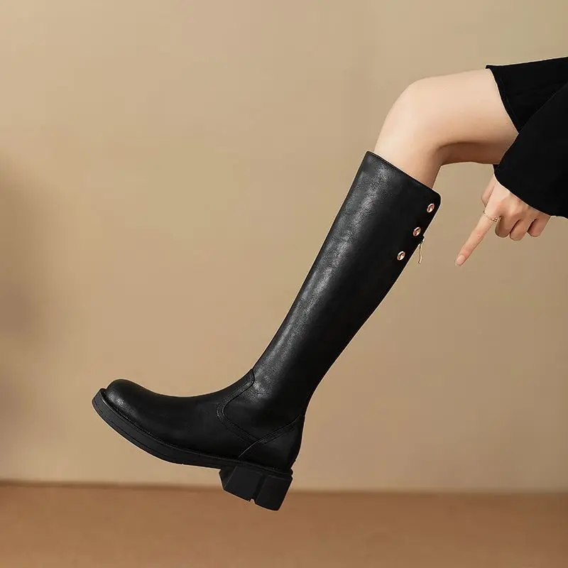 Autumn Winter Middle Heel Ladi - Leather Work Women Shoes reseña y precio