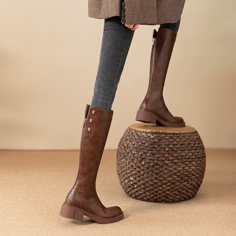Autumn Winter Middle Heel Ladi - Leather Work Women Shoes reseña y precio